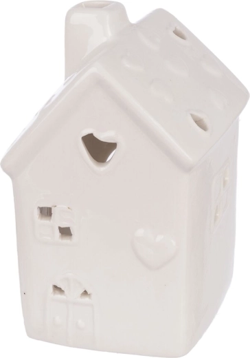 Porseleinen huisjeskaarshouder wit 10,5 cm