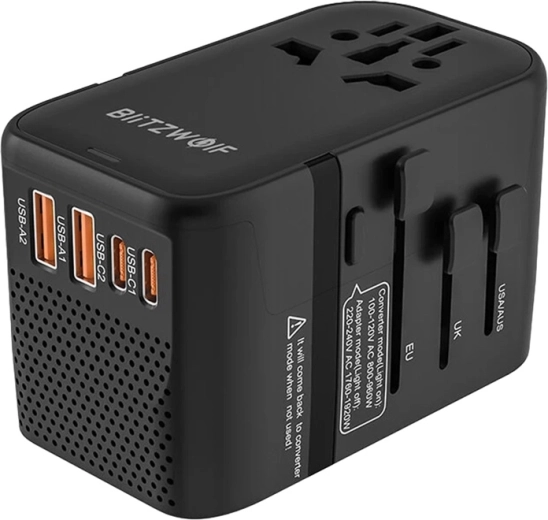 Reisadapter BlitzWolf BW-TA3 met spanningsomvormer en USB-opladen
