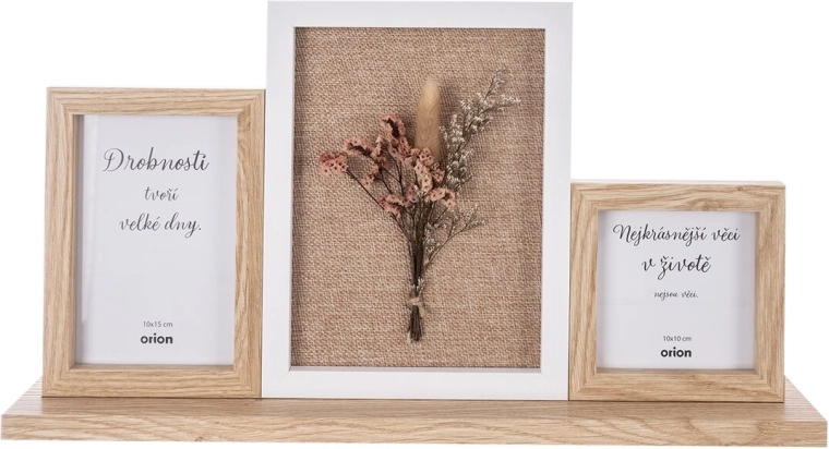 Beige houten fotolijst voor 3 foto’s