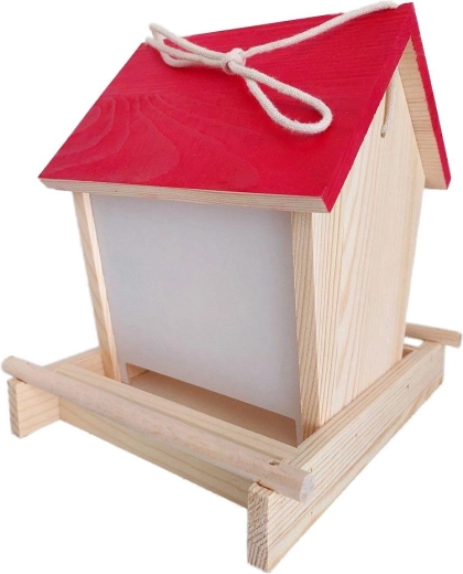 Vogelvoederhuisje met dak van grenenhout