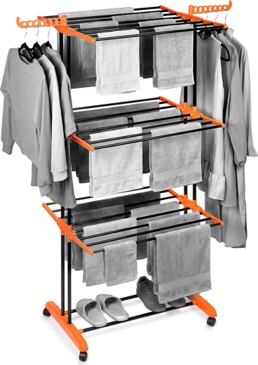 Metalen verticale wasdroger op wielen XXL 73 × 170 cm