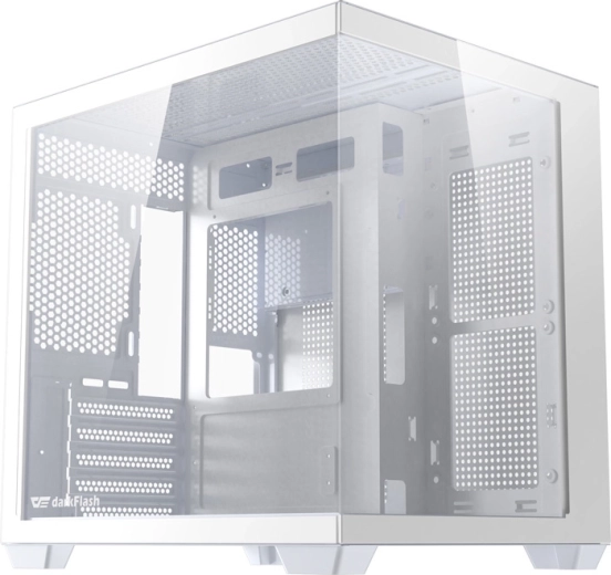 Computerbehuizing DARKFLASH B275 – wit, panoramisch glas 270°, M-ATX/ITX