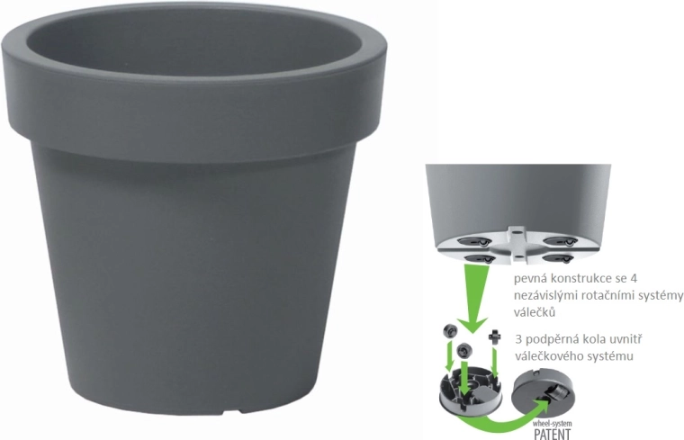 Bloempot Lofly 58,2 cm grijze steen op wieltjes