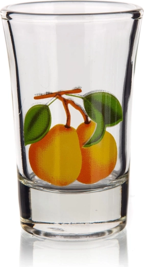 Glazen shotglaasje met perenmotief 40 ml (6 stuks)