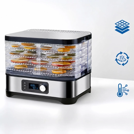 Elektrische voedseldroger met timer, LCD-display en 5 niveaus