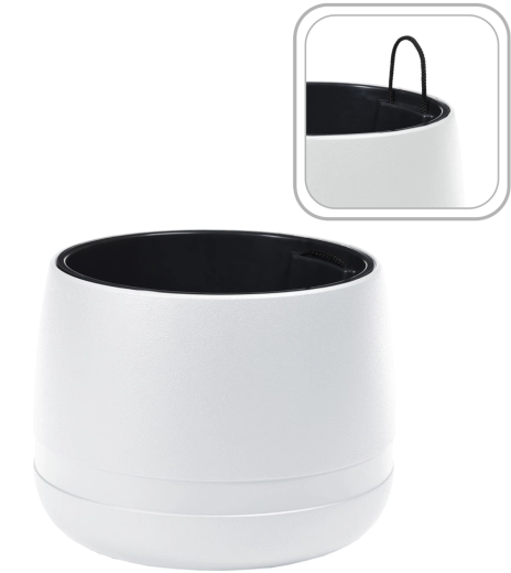 Hangende bloempot Koma Waza 48 cm – witte polypropyleen met binneninzet