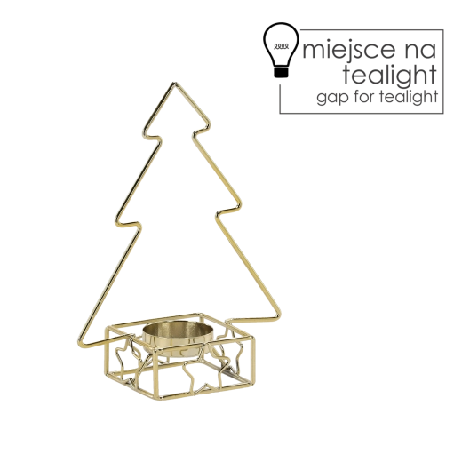 Gouden metalen kandelaar in de vorm van een kerstboom