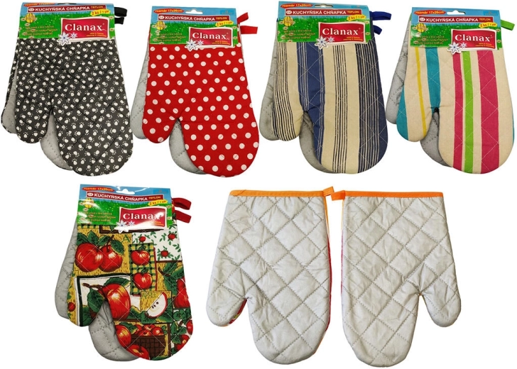 Keukenovenwanten van katoen en teflon met magneet en lus, mix van motieven (2 stuks)