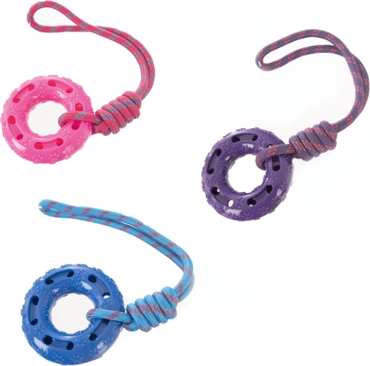 Duurzaam hondenspeeltje van stevig plastic en touw 51 cm (3 varianten)