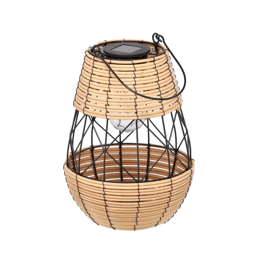 Zonnelantaarn van metaal, zwart‑beige, 32 cm