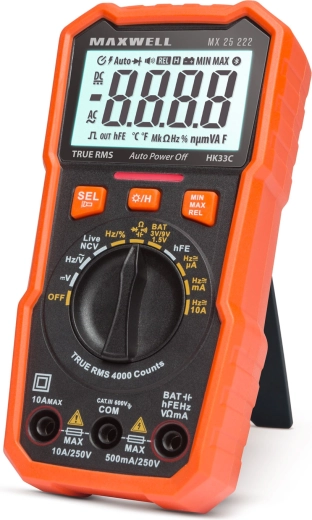 Digitale multimeter Maxwell met batterijtester en werklamp
