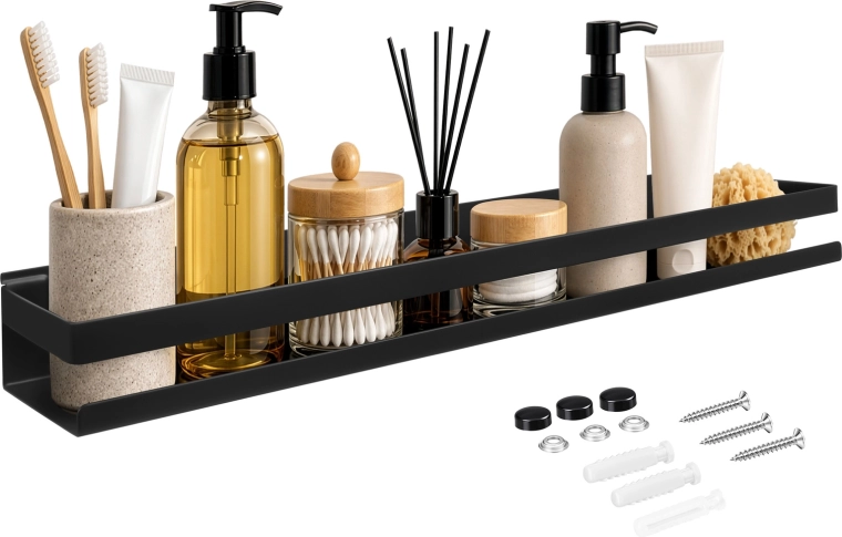 Badkamer wandplank Zortiva zwart 50 cm