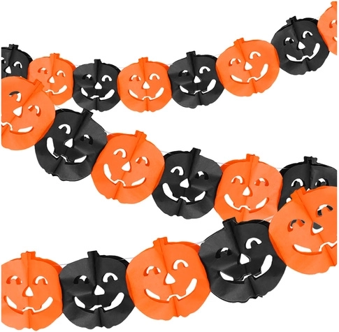 Papieren Halloween-slinger met pompoenen Glimz 3 m
