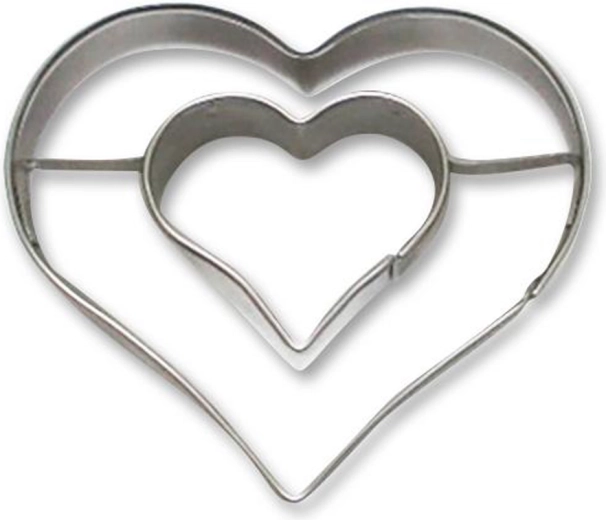 Koekjesuitsteker – dubbele hartvorm van roestvrij staal 5–6 cm