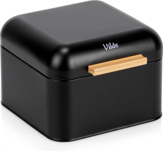 Zwarte metalen broodtrommel 22 × 20 × 14,5 cm Vilde