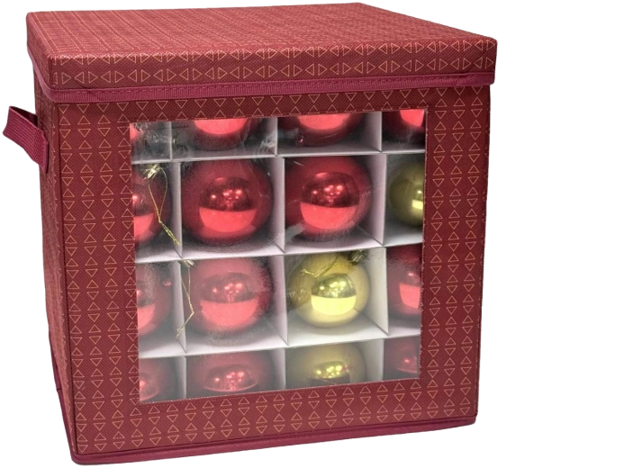 Organizer voor het opbergen van kerstornamenten rood 33 × 33 × 33 cm - 1 stuk