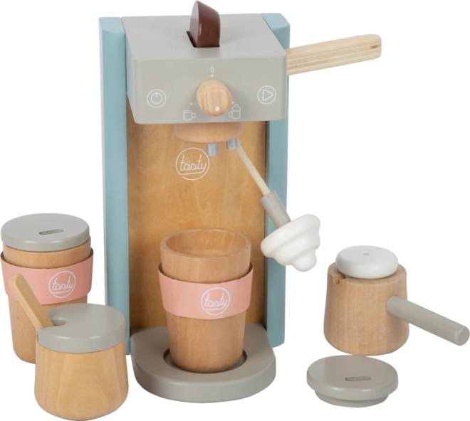 Houten koffiemachine met accessoires Tasty