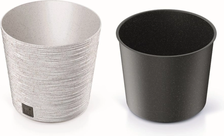 Bloempot Furu Round Low Eco Wood 30 cm – wit