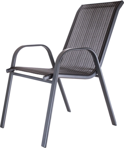 Harrow tuinstoel, stapelbaar, staal en textilene, zwart, 2 stuks