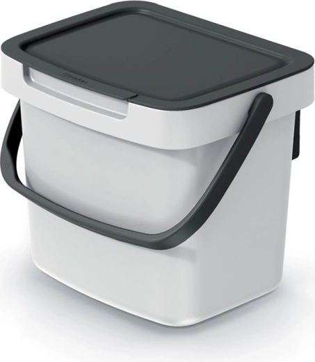 Prullenbak Systema Q Collect 3 l asgrijs met zwart deksel