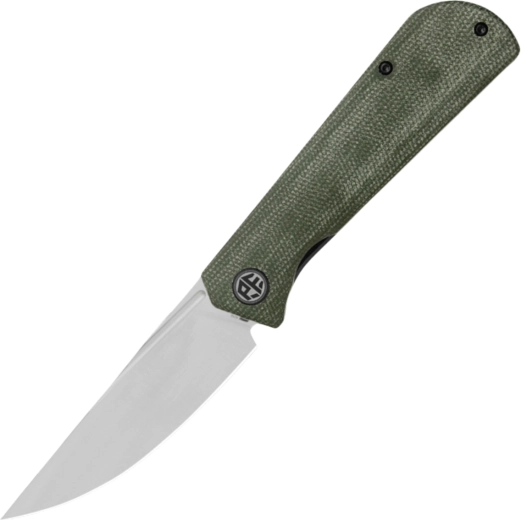 Petrified Fish Viking zakmes 9,2 cm, satin, groene Micarta