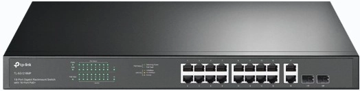 Switch 16 poorten GE PoE+ met 2 GE-poorten en 2 SFP-poorten