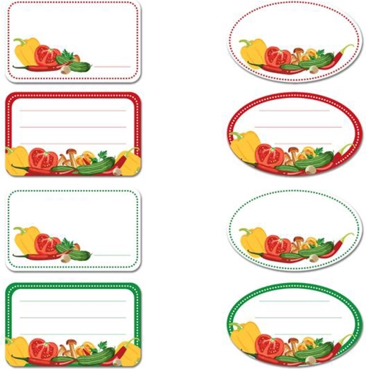 Zelfklevende etiketten voor weckpotten TORO, groenten, 96 stuks