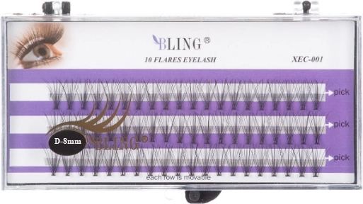 Zijdezachte wimperclustertjes BLING - twist D, 8 mm