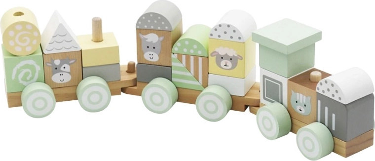 Houten treintje met blokken BABY MIX
