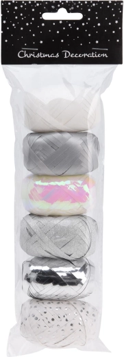 Bindlint met glitters 8 m wit en zilver, verpakking 6 stuks