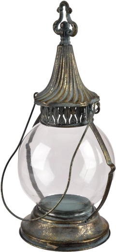 Glas-metalen kaarsenhouder in goudkleur 42 cm