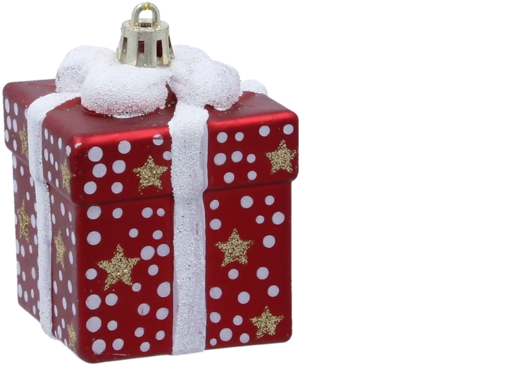 Kerstversiering cadeautjes 6 cm, mat wit, set van 12 stuks