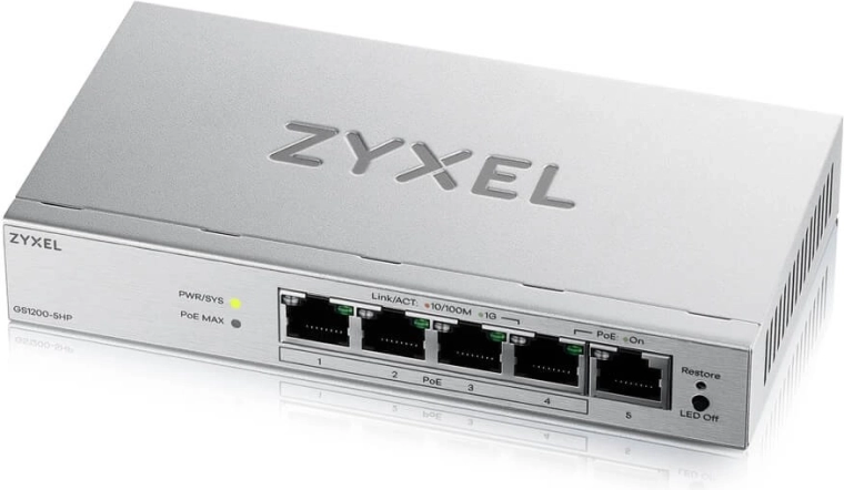 Zyxel GS1200-5HP v3 – 5-poorts gigabit PoE netwerkmanaged switch