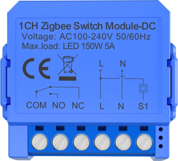 Avatto slimme 1-kanaals Zigbee-schakelmodule met spanningsvrije DC-contact