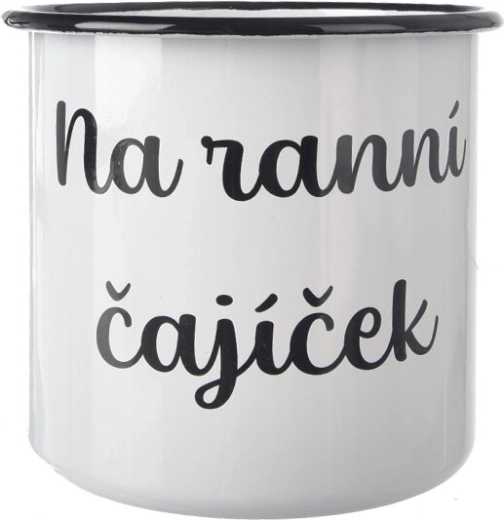Geëmailleerde mok Čajíček wit 1 l