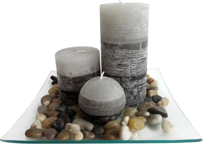 Cadeauset van kaarsen op glazen schaal – jasmijn