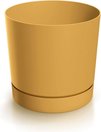 Bloempot met schotel TUBO P mosterdgeel 17,8 cm