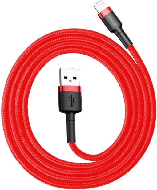Baseus USB‑Lightning laad- en datakabel, 0,5 m, 2,4 A, rood