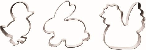 Paas-uitsteekvormpjes voor koekjes – kuiken, kip en haas, set van 3 stuks