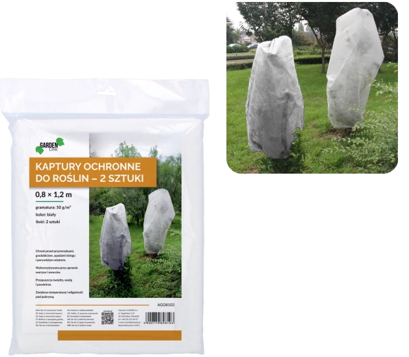Beschermende winterhoezen voor planten 0,8 × 1,2 m, wit 50 g (2 stuks)