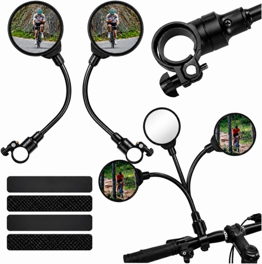 Universele achteruitkijkspiegels voor het stuur voor fiets en scooter, zwart, set van 2 stuks