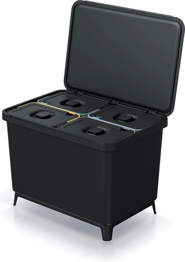 Sorteerprullenbak 4×10 l – gerecycled zwart