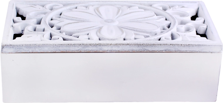 Witte houten doos met 3 vakverdelers 23 × 11 × 7 cm