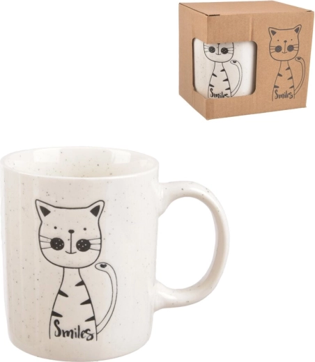 Porseleinen mok met kattenmotief – wit