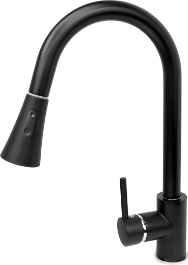 Keukenkraan Renew Force met flexibele arm en uittrekbare sproeikop, mat zwart