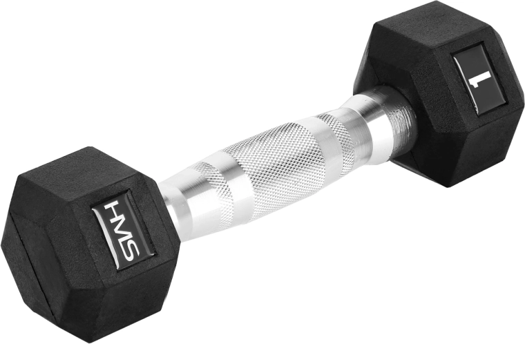 Rubberen hexagonale halter HMS Hex 1 kg