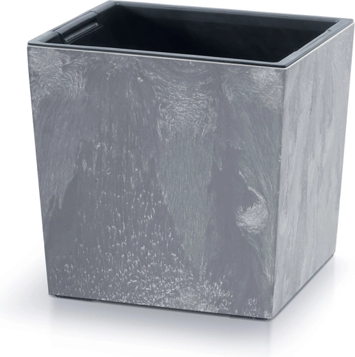 Bloempot Urbi Square Low met inzet 30 cm, betoneffect, marengo