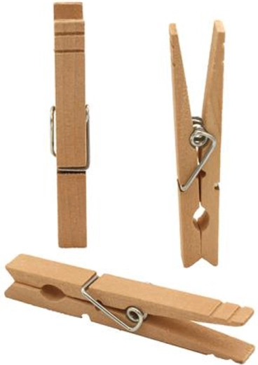 Houten wasknijpers TORO, 24 stuks, berkenhout 7,2 cm
