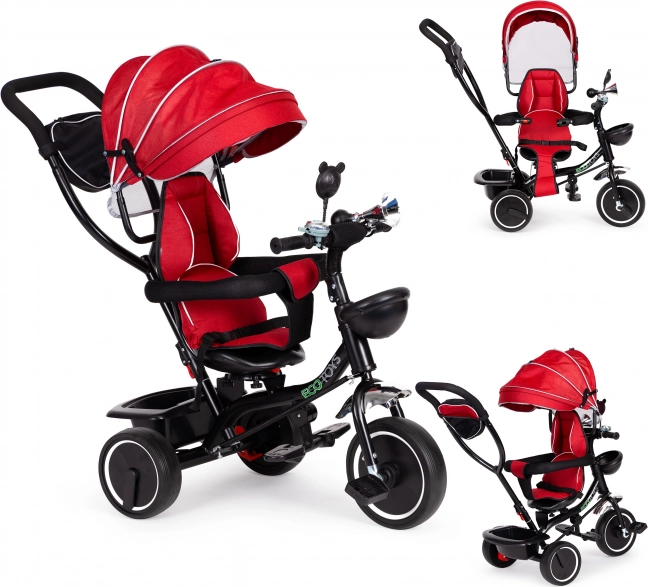 ECOTOYS kinder driewieler met draaibaar zitje en luifel in rood