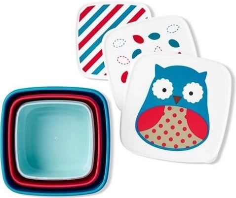 set lunchboxen zoo uil, 3 maten, bpa-vrij